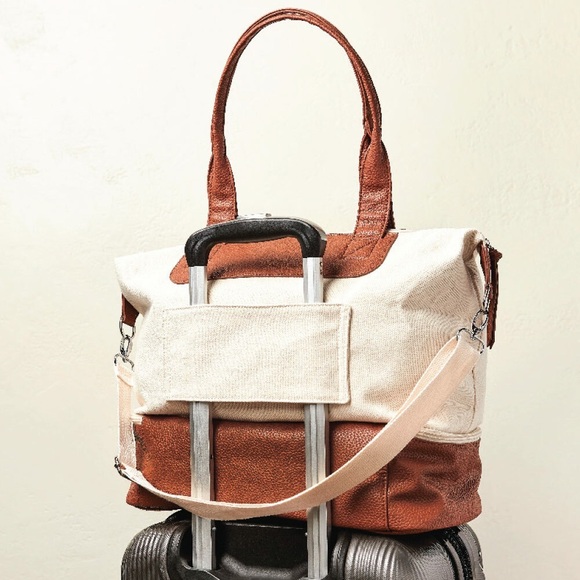GRAF LANTZ Carry-On Travel Weekender, Canvas and Leather Luggage Bag - Picture 1 of 16